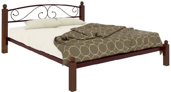 Кровать двуспальная Вероника Lux (СМ 140х190) трубка металл ( 140х190 , металл/дерево , медная шагрень , без подъемного мех. , без ящиков , без матраса (Милсон) )