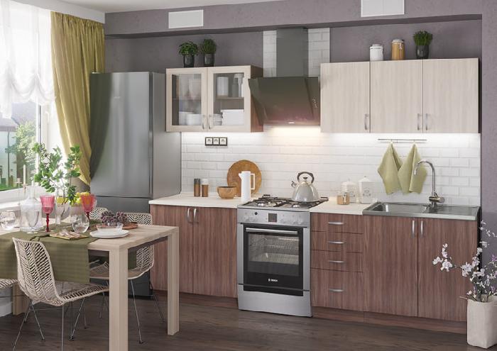 Кухня Татьяна (2,0) (ясень темный, ясень светлый-ясень темный,(Интерьер-центр))