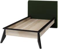 Кровать односпальная Нео (СМ 90х200) с основанием ( 90х200 , ЛДСП/ткань , дуб рокпайл-черный-бруно 8 , без подъемного мех. , без ящиков , без матраса (Регина) ) в Крыму от производителя 