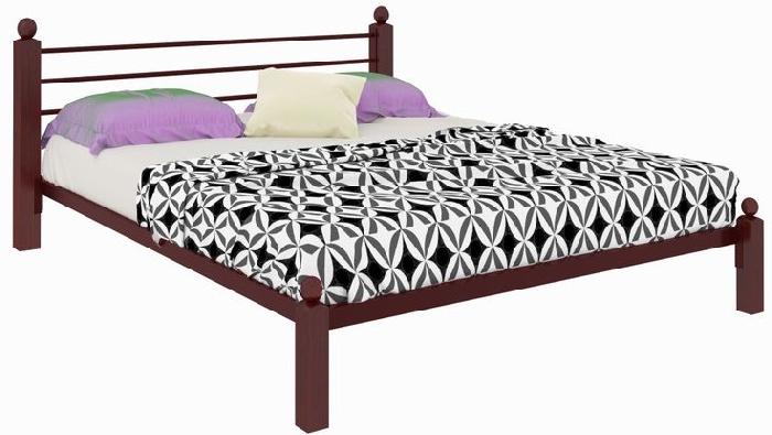 Кровать двуспальная Милана Lux (СМ 160х190) трубка металл ( 160х190 , металл/дерево , медная шагрень , без подъемного мех. , без ящиков , без матраса (Милсон) )