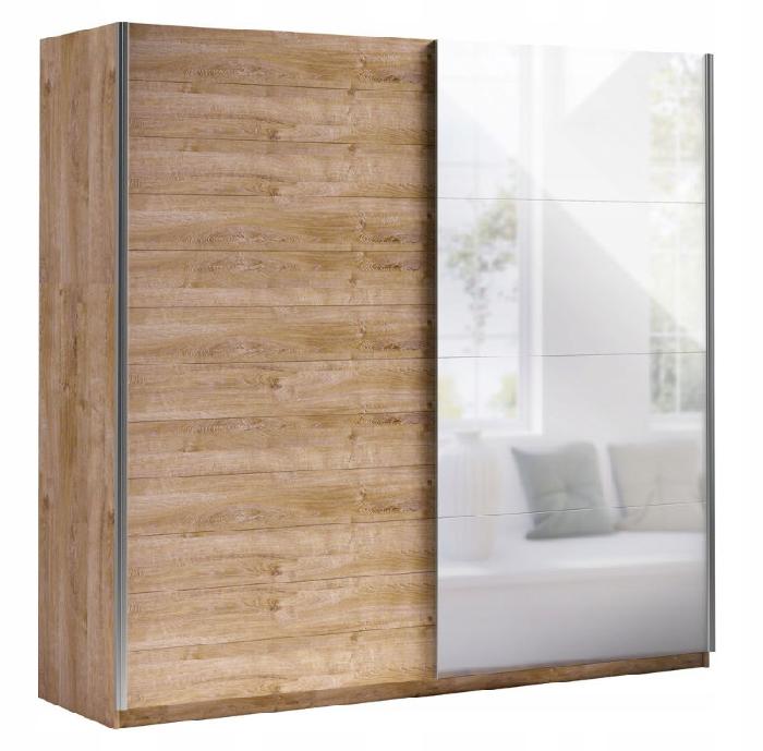 Шкаф-купе-2D typ 76 Beta (2 двери) (Материал дверей:мдф-зеркало, цвет дверей:дуб риббек, цвет каркаса:дуб риббек (Helvetia) )