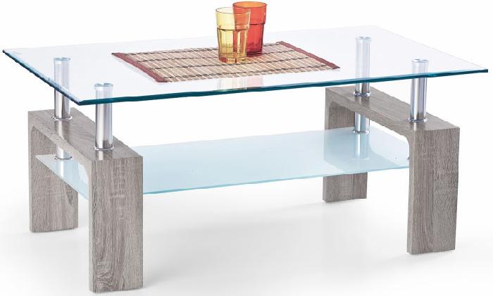 Стол журнальный Halmar Diana intro (мдф/металл, стекло-бесцветный,  темный дуб сонома (Halmar ) )