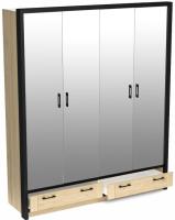 Шкаф Бостон (180) четырехдверный (4 зеркала) (гикори джексон, гикори джексон-черный,(СБК)) в Крыму от производителя 