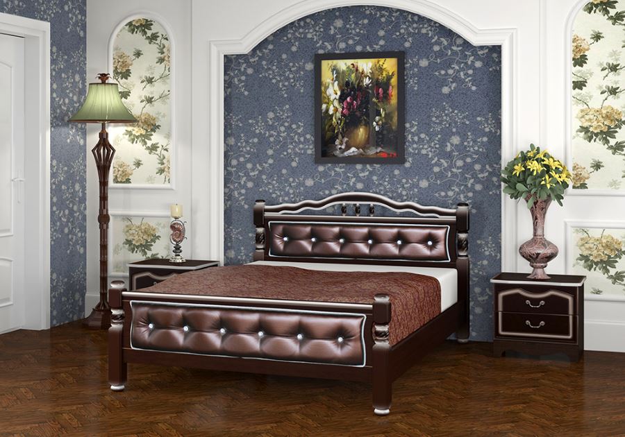 Фото Кровать односпальная Карина-11 (СМ 120х200) с элементами экокожи, без основания с универсальными цар от производителя Браво-мебель в Крыму по цене 16 680 ₽