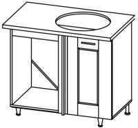 Кухня Селена К-78 стол-мойка угловая 1000 правая (текстиль, карпатская ель,(Глория (Ставрополь Мебель))) в Крыму от производителя 